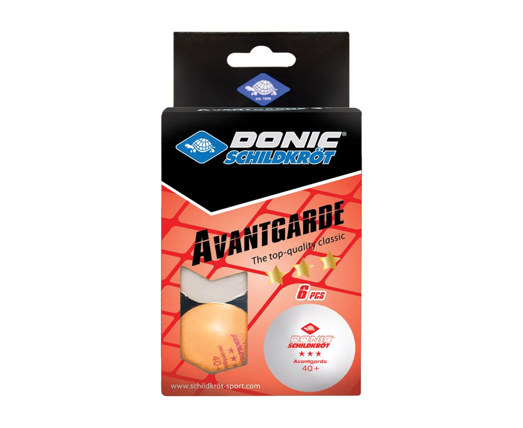 Мячики для н/тенниса DONIC AVANTGARDE 3* 40+, 6 штук, белый + оранжевый - 1 