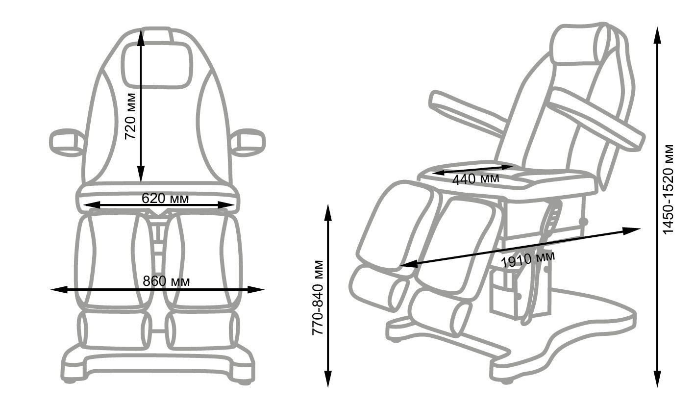 Педикюрное кресло Элегия-3В (ШАРМ-03), 3 мотора - 15 